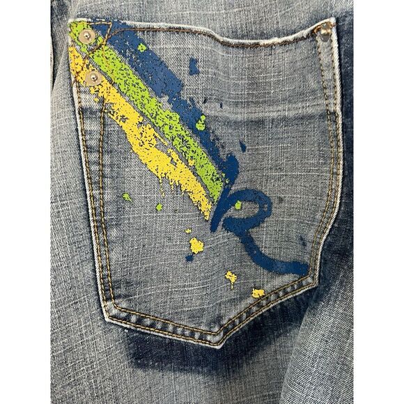 Vintage Rocawear‎ Blue Denim Shorts Mens Size 40 Y2K Baggy Embroidered Oversized - Picture 8 of 13